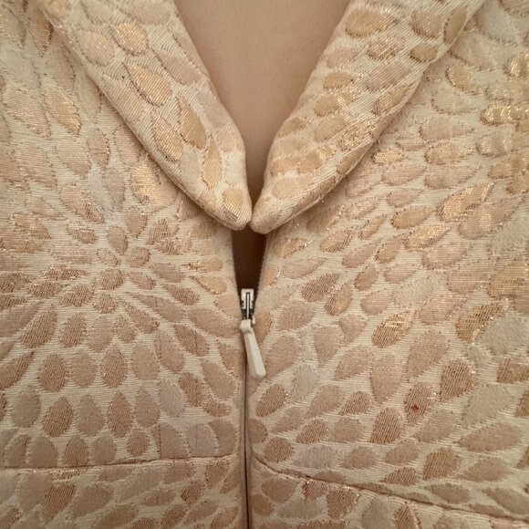 David's Bridal Cream Gold brocade short sleeveless formal Sz 6 with purse - Picture 11 of 16